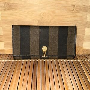 Fendi Black Leather Wallet with Gold Hardware